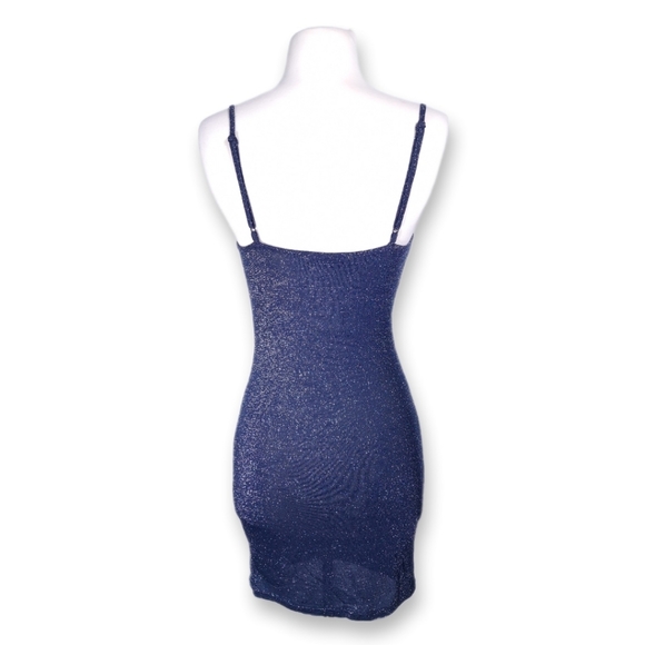 Shein Mini Dress Sleeveless Tank V-Cut Fitted Adjustable Women Sparkle Dress-L - Picture 4 of 14